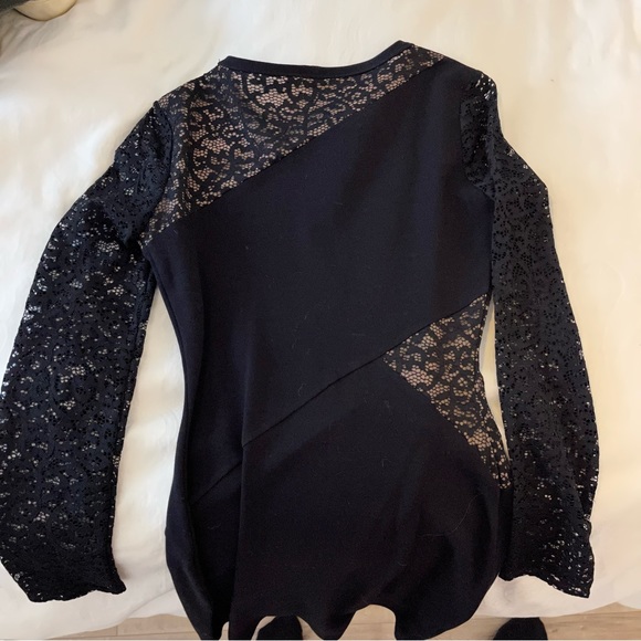 BCBGMaxAzria black long sleeves dress with different materials - Picture 6 of 6